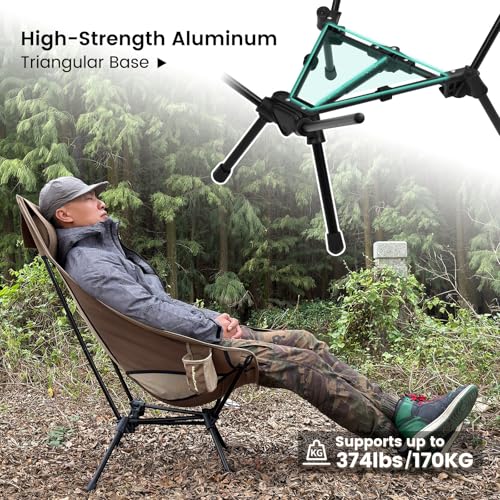 MellowCamp High Back Camping Chair, Oversized Comfort Design Collapsible Camp Chair with Pillow (Green) - color: High Back Green