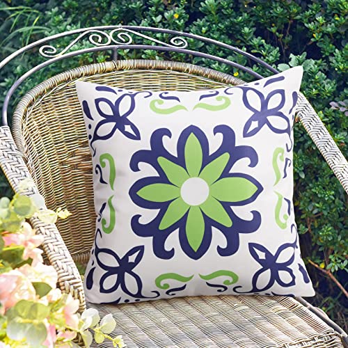 Pyonic Outdoor Pillow Covers 16x16 Set of 4,Spring Summer Foral Garden Waterproof Throw Pillow Covers Cushion Covers for Patio Couch Tent,Navy Blue - color: Navy Blue, size: 16" x 16" (Pack of 4)