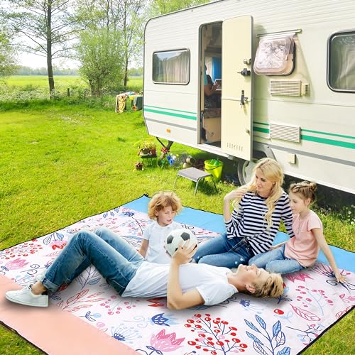 AISPARKY Beach Blanket Waterproof Sandproof Quick Drying Beach Mat Extra Large Outdoor Picnic Blanket for Travel Camping Hiking - color: Floral, size: 79" X 83"