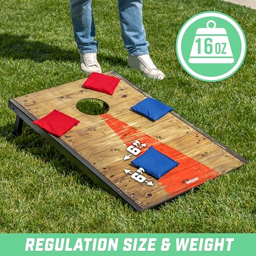 GoSports Official Regulation Cornhole Bean Bags Set of 8 – for Competitive Cornhole Games - All Weather - American Stars and Stripes or Red and Blue - color: Red and Blue