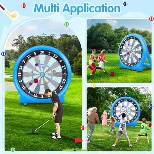 6FT Inflatable Dartboard, Giant Kick Darts Soccer Darts Golf & Throw Darts with Air Pump, Giant Outdoor Games, Blow up Soccer Darts for Yard Party Large Dartboard for Kids & Adults 20+Games - color: Blue