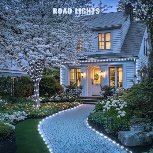 JMEXSUSS 2 * 200 LED White Solar Rope Lights, 66ft IP 65 Waterproof Solar String Light Outdoor, 8 Modes Christmas Lights for Camp Trampoline Ladder Slide Tent - color: White, size: 2*200 LED
