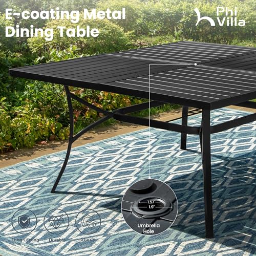 PHI VILLA 9 Pcs Patio Dining Set with Large Square Metal Dining Table & 8 Outdoor Textilene Fabric Swivel Dining Chairs, Outside Table Chair Furniture Dining Set for 8 Person - color: Brown Fabric, size: 60"L x 60"W x 29"H-9 Piece-Metal