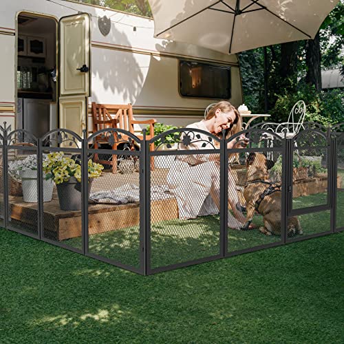 BingoPaw Dog Playpen Indoor: 8 Panels 32” Tall Metal Pet Pen Puppy Whelping Box with Waterproof Bottom - Outdoor Doggy Run Fence with Door for Small Medium Large Dogs