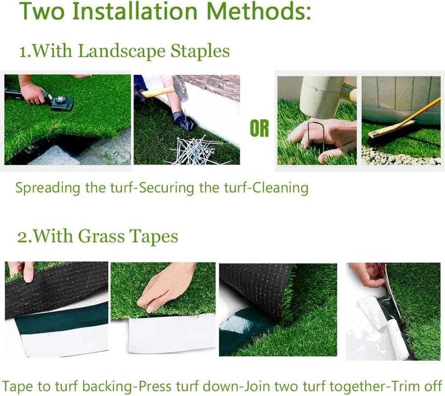 PET Grow 4'x13 Pad Artificial Realistic & Thick Fake Mat for Outdoor Garden Landscape Dog Synthetic Grass Rug Turf, 4' x 13', Green - size: 4 FT x13 FT(52 Square FT)