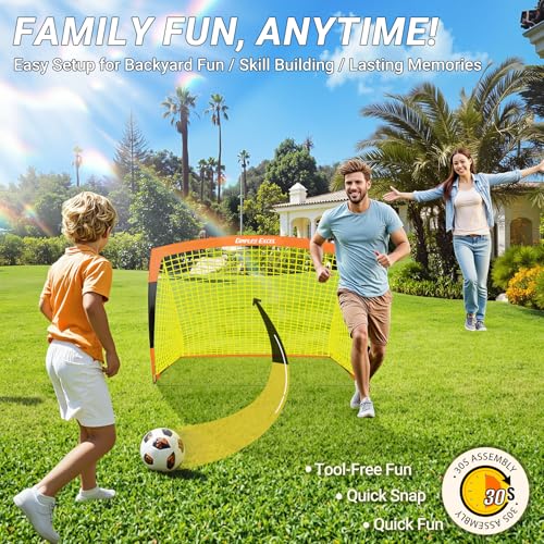 Dimples Excel Soccer Goals Kids Net for Backyard 7x5, 5x3.6, 4x3, 3x2.2 FT - style: 5'x3.6' FT, 2 Set