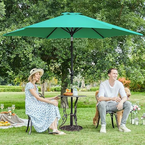 Yaheetech 2 Pack 9FT Outdoor Patio Umbrella Outdoor Table Umbrella w/Push Button Tilt & Crank, Yard Sun Shade UV Protection Waterproof for Pool, Market, Terrace, Beach, Outdoor Restaurant, Turquoise - color: Turquoise, size: 9FT