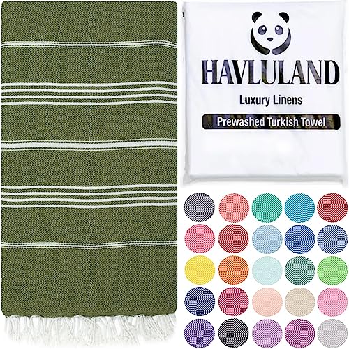 HAVLULAND Turkish Beach Towels, Oversized 40"x72" Turkish Bath Towel, Highly Absorbent Quick Dry Sand Free Beach Towels for Beach Pool Spa Gym Yoga Travel Camping Picnic Blanket - Olive Green - color: Olive Green