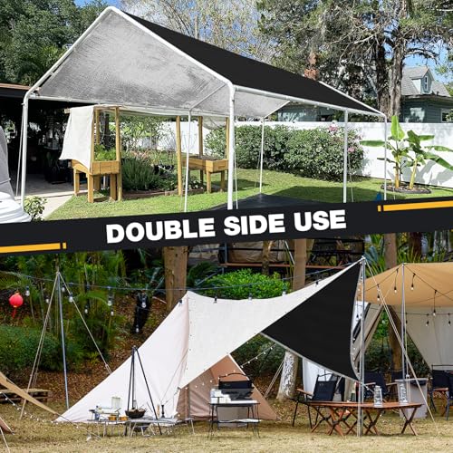 Winpull Tarp 8x10 Feet 14 Mil Heavy Duty Waterproof Tarp, Large Multipurpose Cover with Brass Grommets and Reinforced Edges, UV Resistant Thick Poly Tarps for Outdoor Camping Tent Pool Car - color: Silver/Black-14mil, size: 8' x 10'