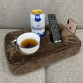 Couch Cup Holder Pillow, Couch Drinks Remotes Holder for Center of Couch, for Sofa, Bed, RV, Car (Brown) - color: Brown