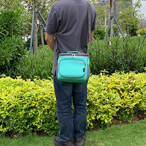 FlowFly Insulated Reusable Lunch Bag Adult Large Lunch Box for Women and Men with Adjustable Shoulder Strap,Front Zipper Pocket and Dual Large Mesh Side Pockets,Jade - color: Jade