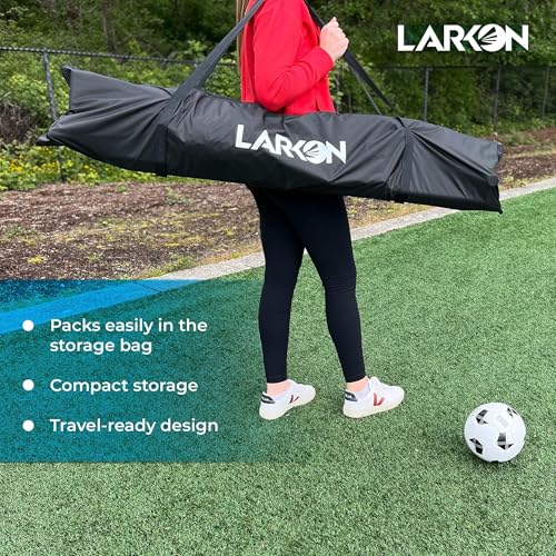 Soccer Goal 12×6 – Larkon – Backyard, Training and Tournament Size – Durable Rust-Free Guarantee Steel Frame for Kids and Adults – with Net, Cones, Storage Bag, Stakes and Easy Assembly