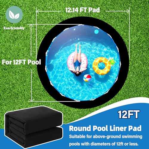 Upgrade Thicken 12ft Round Pool Liner Pad for Above Ground Pool, 300g/㎡ Seamless Swimming Pool Mat, Under Pool Padding, Puncture Protection, Extend Liner Life, Durable Geotextile Material Eco-Friendly - size: Round 12 FT