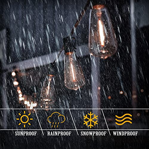 DAMAING Outdoor String Lights 150 FT Patio Lights String with 75 Dimmable ST38 Plastic LED Bulbs,Vintage Shatterproof Edison String Lights Waterproof for Bistro Balcony Backyard and Gazobos. - color: Black, size: 150 Feet