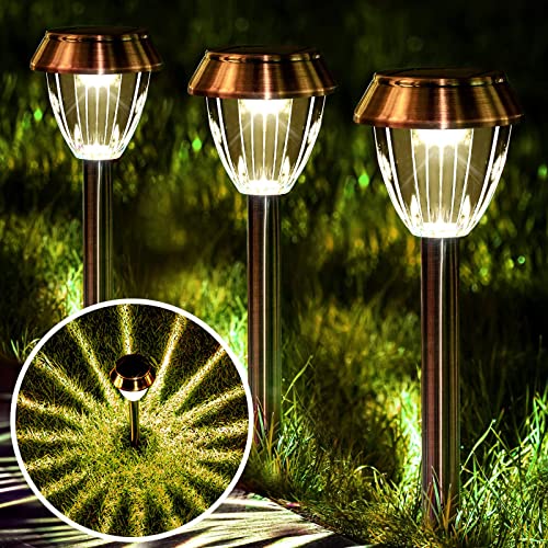 6 Pack Solar Pathway Lights Outdoor, New Upgraded Adjustable Warm & Cool White Solar Lights Outdoor Waterproof, Solar-Powered Garden Light for Path, Walkway, Yard, Driveway, Lawn, Backyard Decor
