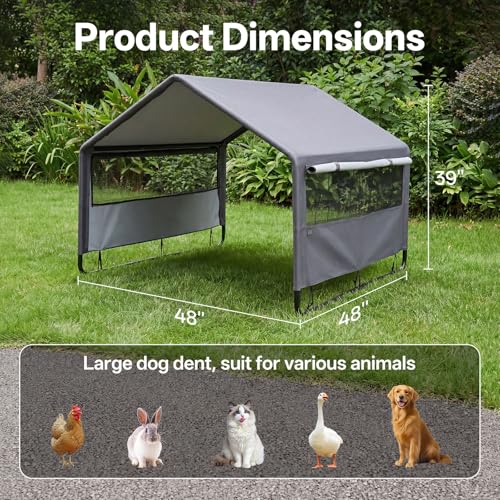 MEWANG Outdoor Dog House - Waterproof Portable Puppy Camping Tent,Ventilation Windows & Sun Protection, Lightweight Snap-fit Design for Small/Medium/Large Dogs, Beach, Backyard, Hiking (Grey, Large) - color: grey, size: Large