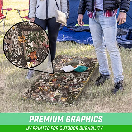 GoSports 4 x 2 ft All Weather Cornhole Boards - Rustic, Reed Camo, Woodland Camo, or Wood - 2 Regulation Size ToughToss Boards, 8 Bean Bags, and Carry Case - color: Woodland Camo