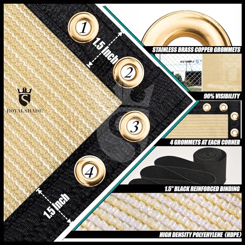 Royal Shade Custom Size 3' x 20' Beige Balcony Privacy Screen Apartment Above Railing Porch Patio Fence Windscreen Cover Netting Mesh Fabric Cloth - Cable Zip Ties Included (We Make Custom Size) - color: Beige, size: 3' X 20' Customized Size