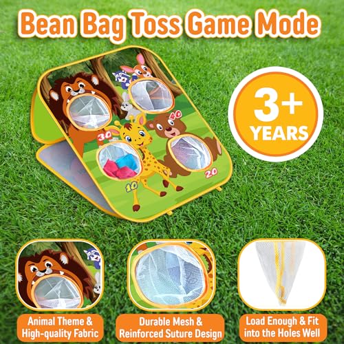 Animal Bean Bag Toss Game Kids Outdoor Toys, Family Party Games for Kids, Double-Sided Foldable Cornhole Board, Outside Lawn Party Toy, Birthday Gift for Boys Girls Toddler Age 3 4 5 6 7 8