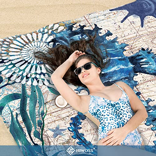Beach Blanket Waterproof Sandproof Oversized 95”x 80”,Sand Free Beach Mat with Corner Pockets,Portable Mesh Bag for Beach Festival,Picnic,Travel and Outdoor Camping (Seahorse) - color: Seahorse