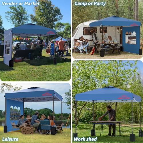 10x10 Pop Up Canopy with Sidewalls, Easy Up Canopy Tent, Heavy Duty Tents for Parties, One Person Set Up Event Tent, Light Blue - color: Light Blue, size: 10x10