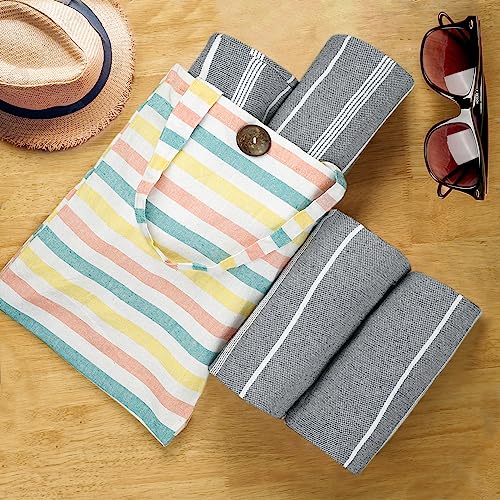 HILLFAIR Cotton Turkish Beach Towels, Quick Dry Lightweight Sand Free Peshtemal Towel for Bath Swim Yoga Spa Travel, Beach Accessories, Oversized Cotton Turkish Towels (39 x 72 inch- 4 Pack Grey) - color: Grey, size: 39 x 72 inch ( Beach towel - 4 PACK )