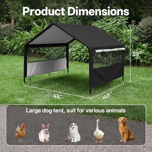 MEWANG Outdoor Dog House - Waterproof Portable Puppy Camping Tent,Ventilation Windows & Sun Protection, Lightweight Snap-fit Design for Small/Medium/Large Dogs, Beach, Backyard, Hiking (Black, Large) - color: black, size: Large