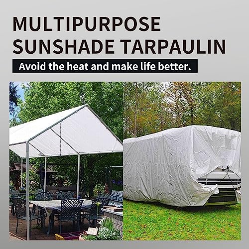 TARPAL 4'x6' White Tarp Waterproof 7.5 mil Medium Duty All Purpose Poly Tarps Cover Waterproof,Snow Proof UV Protection,Rip and Tear Proof,Poly Tarpaulin - color: White-7.5mil, size: 4x6 Feet-Finished size