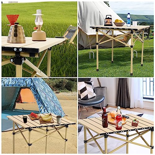 Wind Tour Portable Camping Table Folding Side Table Aluminum Lightweight Table with Carry Bag for Outdoor Cooking Hiking Picnics BBQ Travel (37.4 * 22.4 * 19.7Inches,Black) - color: 37.4*22.4*19.7inches,black