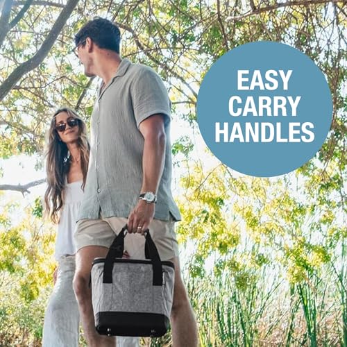CleverMade Tahoe Collapsible Cooler Bag – Small Portable Cooler Bag for Travel, Foldable Insulated Cooler for Beach, Picnic & Road Trips, Holds Up to 18 Cans, Leakproof Soft Carry Cooler - color: Gray Black, size: Small