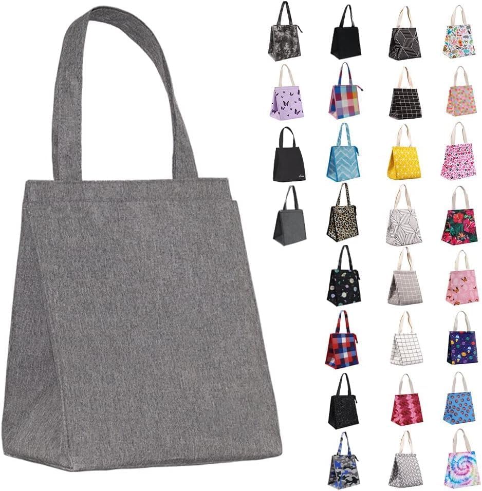 iknoe Lunch Bag Insulated Lunch Bags for Women & Men, 9L Reusable Lunch Tote, Portable Adult Thermal Large Lunch Cooler for Work Picnic (Grey) - color: puregrey, size: Velcro Closure