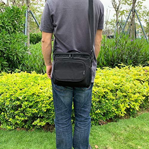 FlowFly Insulated Reusable Lunch Bag Adult Large Lunch Box for Women and Men with Adjustable Shoulder Strap,Front Zipper Pocket and Dual Large Mesh Side Pockets, Black - color: Black