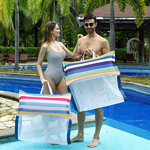 FindUWill Pool Hammock Floats, XL, 2Pack Inflatable Water Floaties 4-in-1 (Saddle, Lounge Chair, Drifter), Lounger for Adults - color: 01Rainbow&Kanagawa