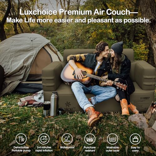Luxchoice Inflatable Couch Multifunctional Durable Inflatable Sofa with Built in Pump Inflatable Furniture Portable Blow Up Couch for Camping Backyard Outdoor Glamping Inflatable Chair Movie Loveseat - size: Loveseat