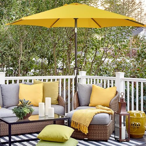Blissun 7.5 ft Patio Umbrella, Yard Umbrella, Outdoor Market Umbrella with Push Button Tilt Crank, Yellow - color: Yellow