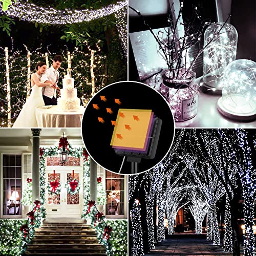 Brightever Solar String Lights Waterproof 288FT, 4-Pack Each 72FT 200 LED Solar Powered Fairy Lights with 8 Modes, Solar Twinkle Lights for Outside, Tree, Backyard, Balcony, Christmas (Daylight White) - color: White, size: 4Packs（72FT 200LED）
