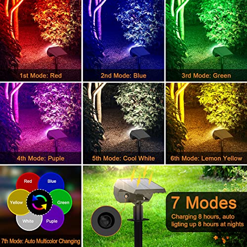 Solar Spot Lights Outdoor Color Changing,[7 Modes/4 Pack] Christmas IP65 Waterproof Landscape Spotlights, Dusk to Dawn Solar Powered Security Light for Patio Gate Walkway Pool Garden Yard Driveway - size: 4 Pack