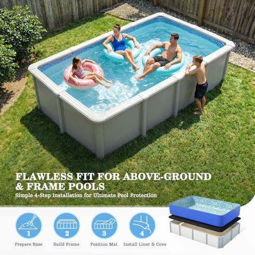 UIRWAY 16 x 32ft Rectangle Heavy Duty Pool Liner Pad for Above Ground Swimming Pools, [2026 New Pool Pad 300G/M² Thicker] Pool Padding Underlayment for Pool Bottom,Seamless Pool Pad Non-Woven Fabric - size: Rectangle-16ft-x-32ft