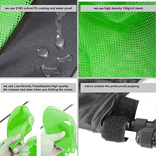Poray Soccer Goal for Kid Easy-up Set of Two Portable Soccer Net 210D Oxford with 8 Field Marker Cones Extra Stakes Fun for Backyard and Soccer Training - color: Green, size: 4FT