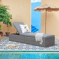 Patiorama Outdoor Patio Chaise Lounge Chair, Elegant Reclining Adjustable Pool Rattan Chaise Lounge Chair with Cushion, Grey PE Wicker, Steel Frame, for Deck, Poolside, Backyard (Light Grey) - color: Grey