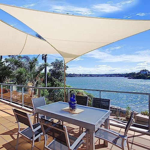 KALINCO Sun Shade Sail, Waterproof Shade Sail, 12'x12'x12' Triangle Sunscreen Awning Canopy, 95% UV Blocking Sun Shade Canopy with Free Rope for Outdoor Garden Patio Party Playground - size: 12'x12'x12'