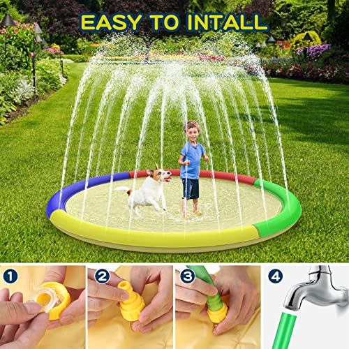 Growsland Non Slip Splash Pad for Kids and Dogs, 87'' Extra Large Splash Pad Outdoor Sprinkler for Kids, Dog Water Summer Toys Outdoor Toys for Toddlers 3-5 Kids Ages 4-8 - style: 87''Non Slip
