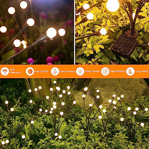 ASMAD Solar Lights Outdoor(4 Pack,32 LEDs), Solar Garden Lights, Outdoor Decorations, Firefly Light for Patio Decor, Big Bulb, Unique Gifts for Women, Gifts for Grandma - color: 4 Pack-32 LEDs