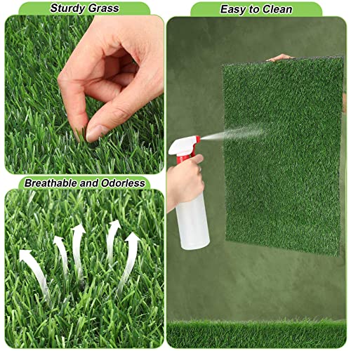 Roowest 4 Pcs Dog Grass Pee Pads for Dogs 18'' x 23'' Artificial Washable Fake Heavy Absorbency Grass Pad for Puppy Non Slip Rug Replacement Turf for Potty Training Outdoor Indoor