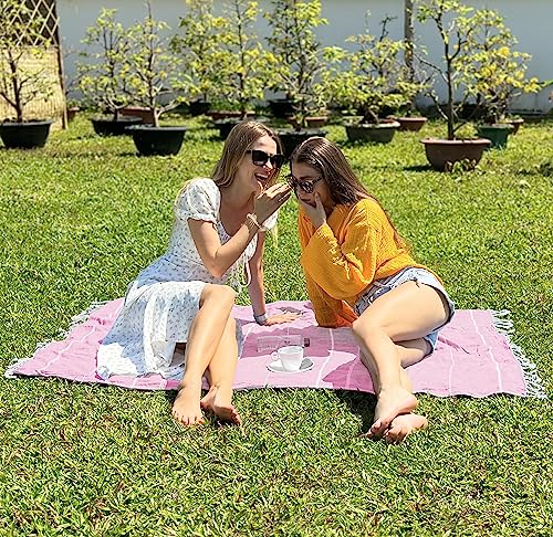 Utopia Towels Pack of 2 Turkish Beach Towel, 40 by 72 Inches, Oversized 100% Cotton, Sand Free Lightweight Absorbent Quick-Dry Beach Blanket, Extra Large Turkish Bath Towels for Travel and Pool, Pink - color: Pink, size: Pack of 2