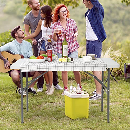 ZENY 4ft Portable Folding Table Plastic Indoor Outdoor Picnic Party Camp Dining Table with Handle, White - color: White, size: 48" x 24"