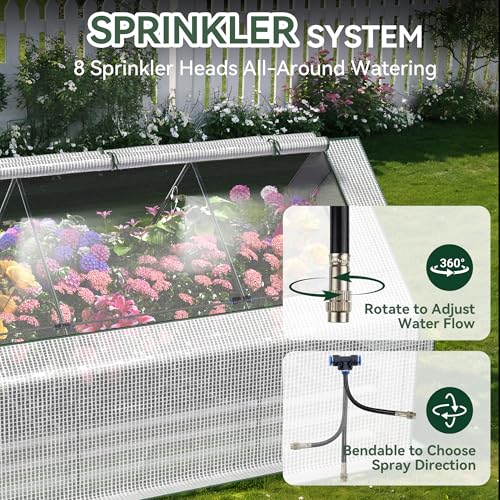 Lineware Raised Garden Bed with Self-Watering System, 8x4x1 ft Elevated Planter Boxes Outdoor with PE Cover, Galvanized Raised Beds for Gardening,Vegetables,Flowers, Backyard, Patio - size: 8x4x1 ft