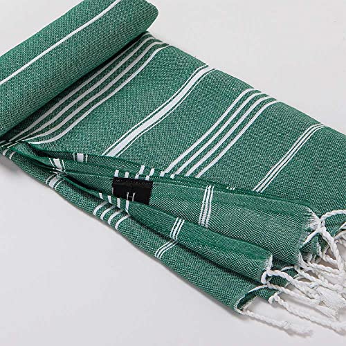Hencely Turkish Beach Towel 37x68 Oversized, Sand-Free, Quick-Dry, Lightweight - Travel Essential for Pool & Bath - Striped 100% Cotton Bathroom Towels Accessories Gift (Petrol Green) - color: Petrol Green