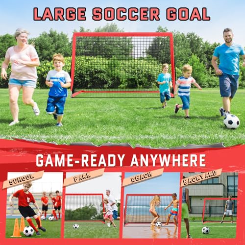 KTRIO 6x4 ft Soccer Goal for Backyard, Portable Soccer Net, Large Foldable Soccer Goals with Carry Bag for Kids Youth Teens Sports - style: Basic