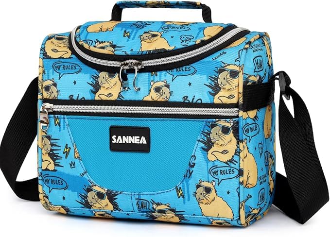Insulated Cooler Lunch Bag 1.85gal/7L Blue Capibala Theme Reusable Lunch Box Tote for work Picnic Camping Gym Travel - color: 7L Blue Capibala